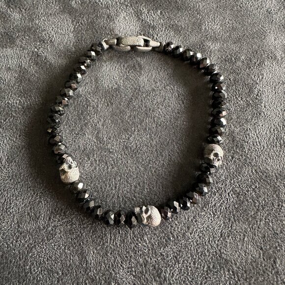 David Yurman Memento Mori Spinel Skull Station Bracelet - Size Medium - Picture 10 of 12